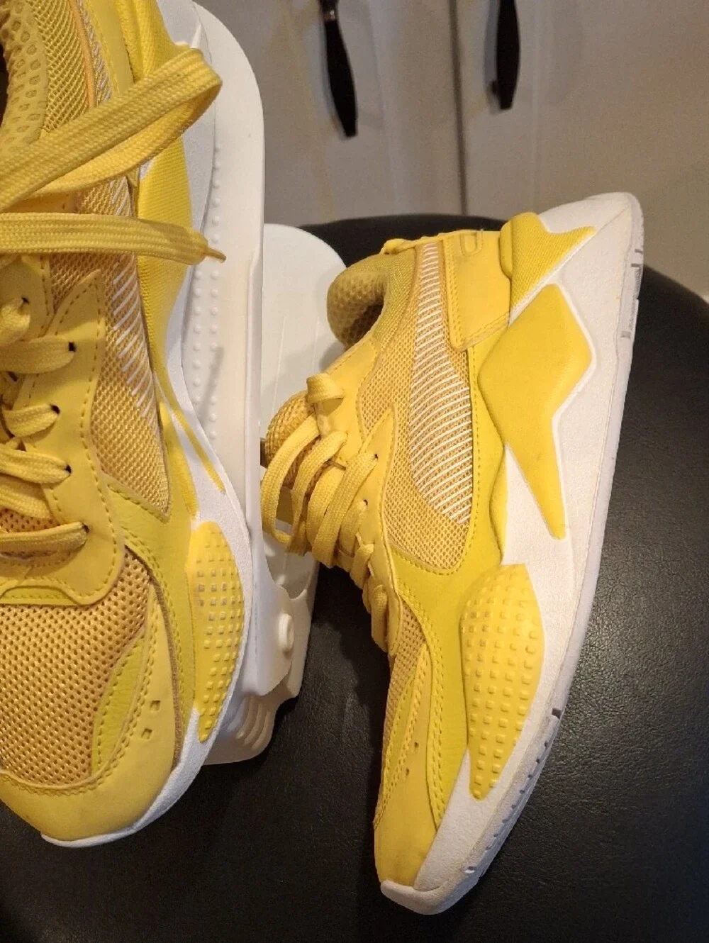 Puma Yellow Mesh Lace-Up Sneakers